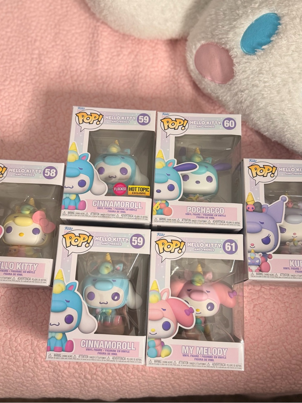 Hello Kitty and Friends Unicorn Complete Set + Flocked HT Exclusive Cinnamoroll